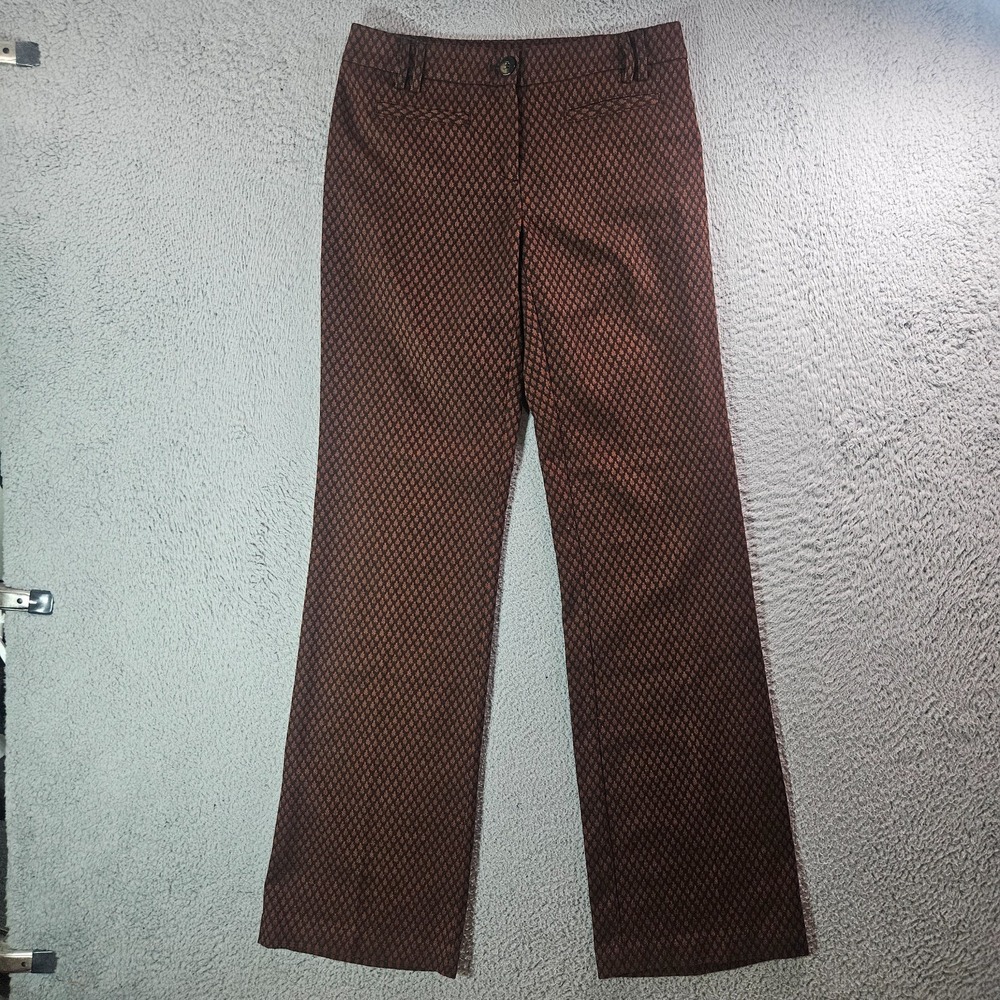 Leifsdottir Pants Women Size 2 Wide Leg Leaf Floral‎ Textured Maroon Black